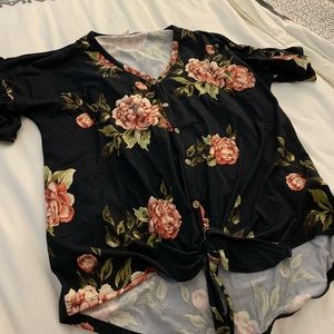Floral Maternity Tie Front Top